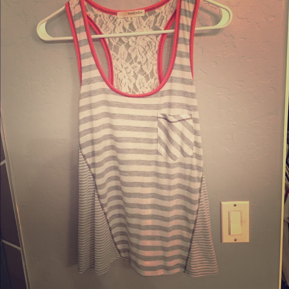 Stripes and lace tank